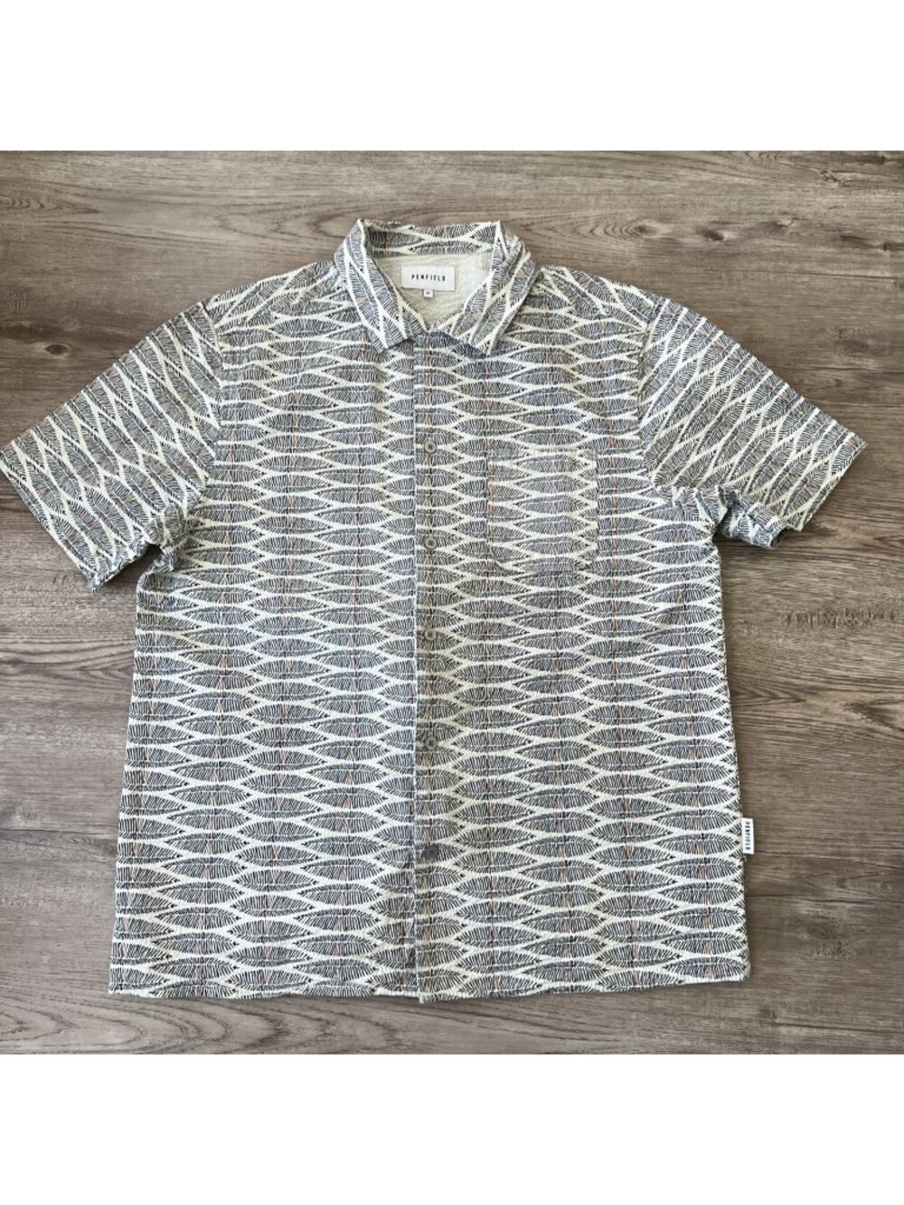 Penfield Callahan Seersucker Button Up Shirt Mens‎ M Gray Coastal Preppy Summer